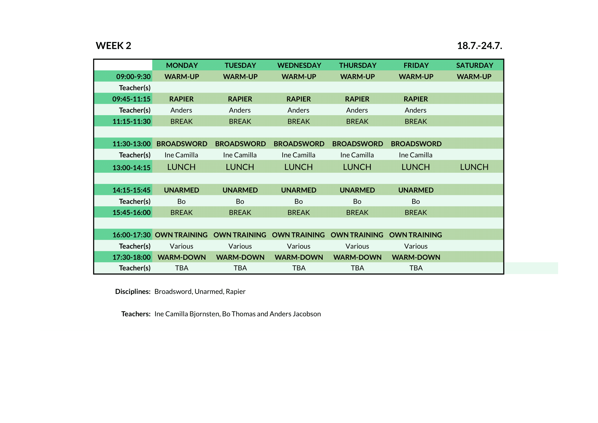 Summer Clash 2022 Schedules Certification 1 - Week 2